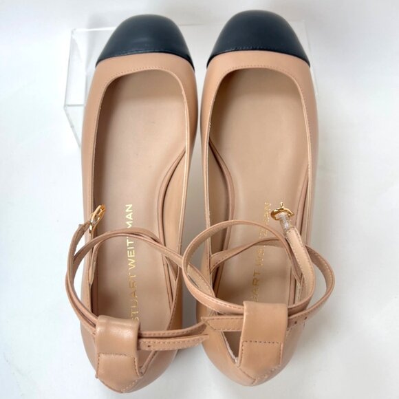 Stuart Weitzman Eden Strap Shoes Ballerina Flats Tan Black Women Size 39 US8.5 - Picture 4 of 13